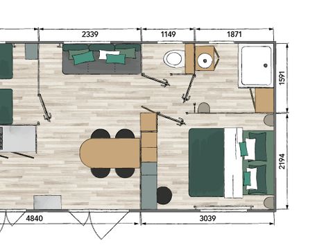 MOBILHOME 5 personnes - Mobil BAMBOU climatisé 2 chambres (33m²)