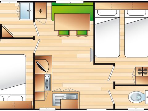 MOBILHOME 4 personnes - LA GARIGUE 2 Ch Clim et TV
