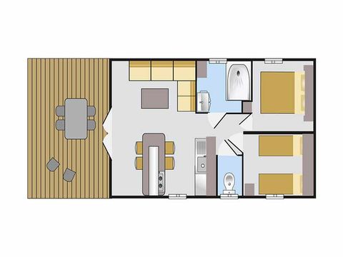 MOBILHOME 4 personnes - COTTAGE ROBINSON 4p 2ch clim ****