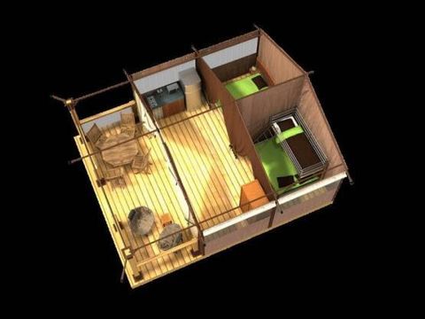 Tente en toile et en bois 5 personnes - Lodge