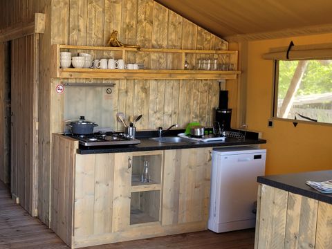 Tente en toile et en bois 6 personnes - Eco-Lodge - WOODY - 3 chambres