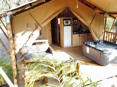 Tente en toile et en bois 4 personnes - Eco-Lodge - WOODY - 2 chambres