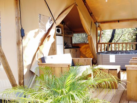 Tente en toile et en bois 4 personnes - Eco-Lodge - WOODY - 2 chambres