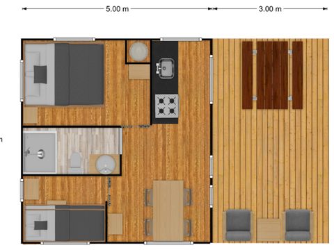 Tente en toile et en bois 4 personnes - Eco-Lodge - WOODY - 2 chambres