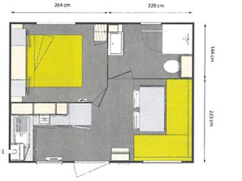 MOBILHOME 2 personnes - Mobil-home Confort 18m² - 1 Chambre + TV + Clim 2 pers