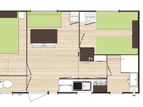 MOBILHOME 4 personnes -  Mobil-home Confort 24m² - 2 chambres - TV + climatisé 4 pers