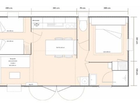 MOBILHOME 4 personnes -  Mobil-home Premium 28m² - 2 chambres - TV + climatisé + Lave vaiselle 4 pers