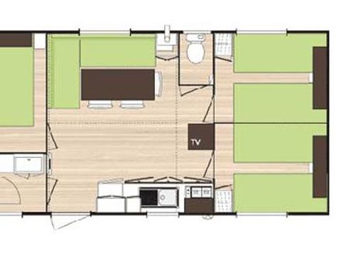 MOBILHOME 6 personnes -  Mobil-home Confort 28m² - 3 chambres + TV + Clim 6 pers