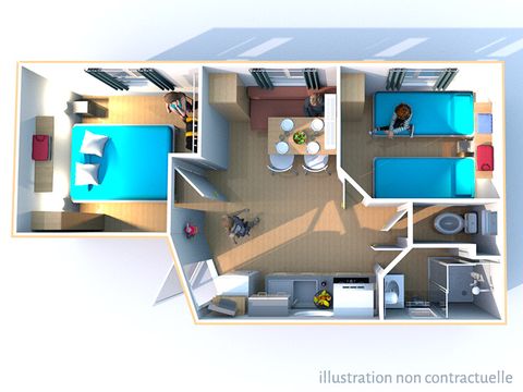 MOBILHOME 4 personnes - Éco-cabane 24m² - climatisé - 2 chambres
