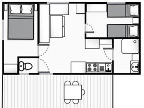 MOBILHOME 4 personnes - Mobil Home Esseentiel : 4personnes (2 chambres, climatisation)