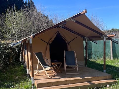 BUNGALOW TOILÉ 6 personnes - Insolite Team Essentiel:  3 chambres, SDB, Cuisine et dépendance tente avec lit double