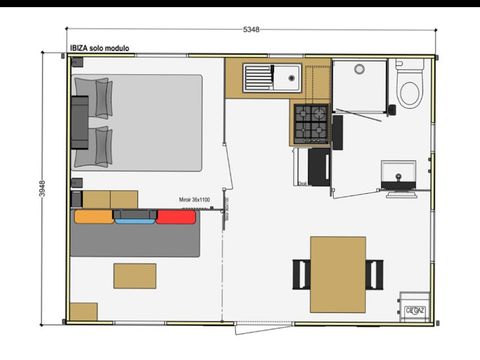 MOBILHOME 2 personnes - Confort 20m² - 1 chambre + terrasse intégrée