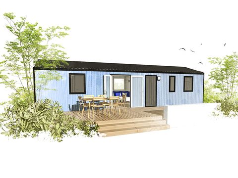 MOBILHOME 6 personnes - NEW 2023// Mobil-Home Premium 40m² 3 chambres + 2 SDB + terrasse couverte + LV + TV
