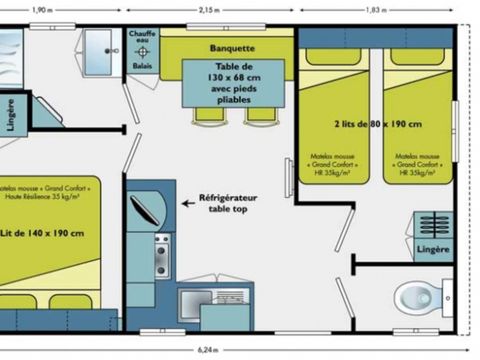 MOBILHOME 4 personnes - MH2 SUPER VENUS CONFORT 23 m²