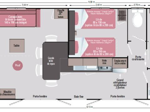 MOBILHOME 6 personnes - VIP Cap Deseo 34 m² Vue Mer et Jacuzzi 5/6 pers