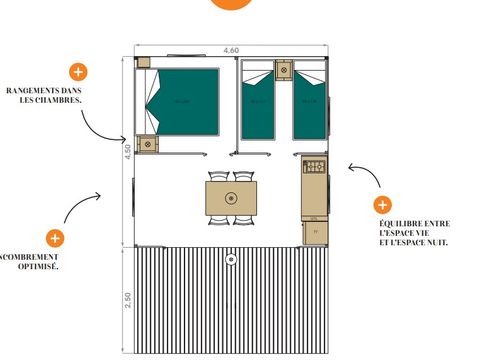 Tente en toile et en bois 4 personnes - Lodge Safari (Photos non contractuelles : en cours d'installation)