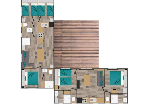 Mobilhome 10 personnes - Cottage Ibardin 6 Pièces 10 Personnes Climatisé + TV
