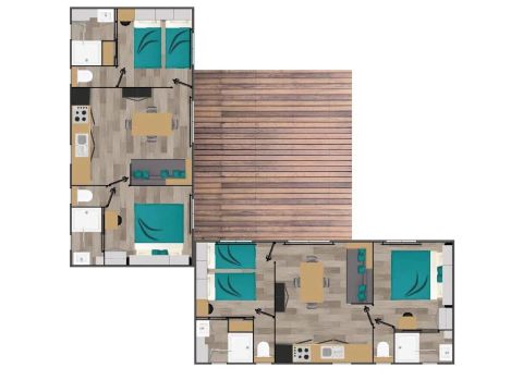 Mobilhome 8 personnes - Cottage Ibardin - 5 Pièces - Climatisé - TV