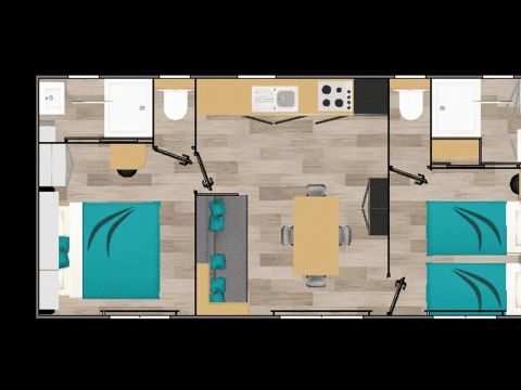 Mobilhome 4 personnes - Cottage Ilbarritz - 3 Pièces - Climatisé - TV - 2 salles de bain