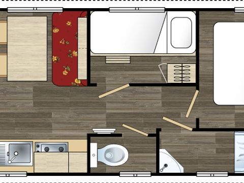 CARAVANE 4 personnes - Roulotte Confort 21m² - 2 chambres - TV - Table de pique-nique - avec sanitaires
