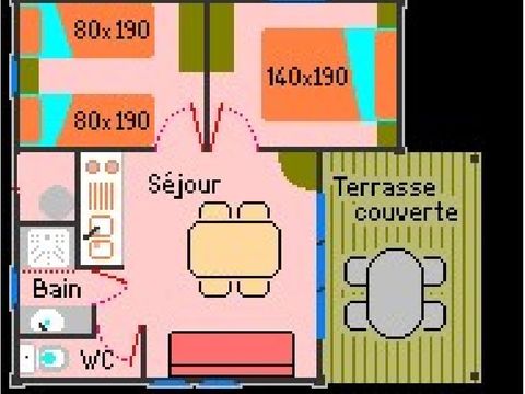 CHALET 6 personnes - Chalet Bois Confort 31m² - 2 chambres - Terrasse couverte - TV - climatisation