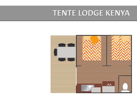 Tente en toile et en bois 5 personnes - TENTE LODGE KENYA. (pas de salle d’eau)