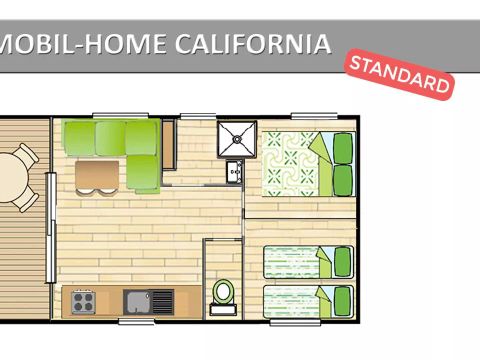MOBILHOME 4 personnes - California Standard 3 Pièces 4 Personnes Climatisé + TV