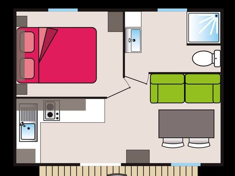 MOBILHOME 2 personnes - COTTAGE SWEET 18 m² 1 CHAMBRE