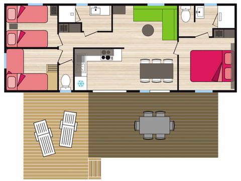 MOBILHOME 6 personnes - COTTAGE PREMIUM ESPINOUSE 40 m² 3 ch 2 sdb B