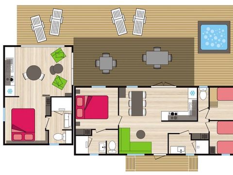 MOBILHOME 8 personnes - COTTAGE PREMIUM SPA TRIBU GORGES DE COLOMBIERES 4 ch 3 sdb A