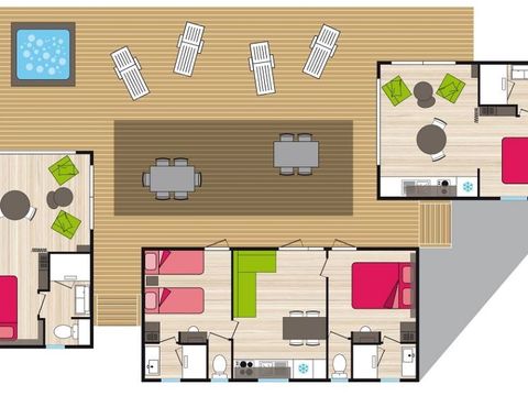 MOBILHOME 9 personnes - COTTAGE PREMIUM SPA TRIBU GORGES D'HERIC 4ch 4sdb
