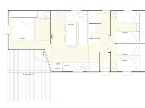 MOBILHOME 6 personnes - Le Family Plus 3 ch 32m² - 6 pers + bébé (4 adultes MAX - - Climatisation en option)