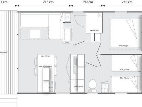 Mobilhome 4 personnes - Le Grand Large 2 chambres 25m² (4 adultes maxi - animaux interdits - non fumeur)