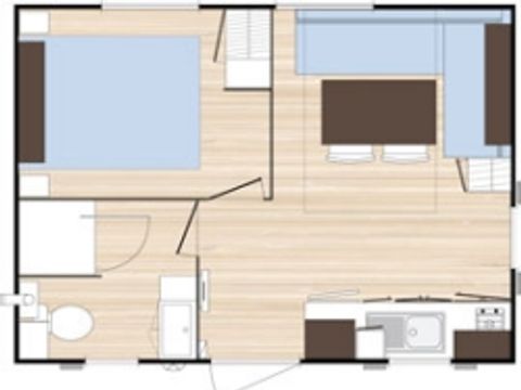 Mobilhome 2 personnes - O'Phea 1 chambre 20m² (2 adultes maxi - animaux interdits - non fumeur)