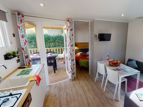 Mobilhome 4 personnes - Mobil home Sainte-Croix - 28m² - 2 chambres + TV + A/C