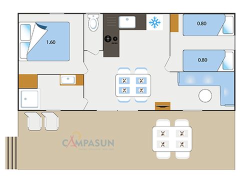 Mobilhome 4 personnes - Mobil home Castellane - 30m² - 2 chambres + TV + A/C