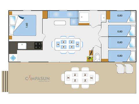 Mobilhome 6 personnes - Mobil home Quinson - 33m² - 3 chambres + TV + A/C