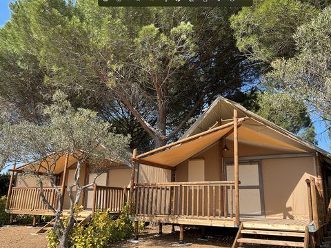 Tente en toile et en bois 4 personnes - Lodge safari Aiguines - 26m² - Glamping