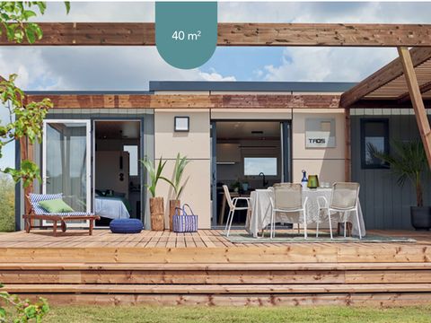 MOBILHOME 6 personnes - TAOS Luxe 40m2 terrasse 35m2+ jacuzzi privatif  - 6 pers 3 chambres 2 salles de bain - clim