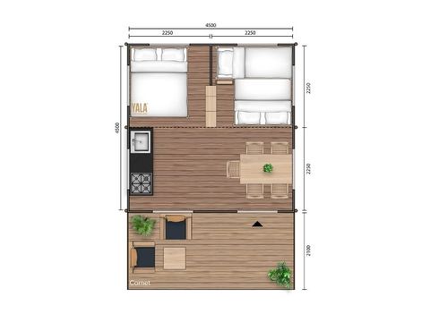 TENTE TOILE ET BOIS 5 personnes - Tente Lodge COCOONING 2 Chambres sans sanitaires