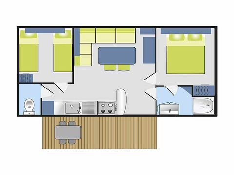 MOBILHOME 5 personnes - COTTAGE 4/5p 2ch clim ***