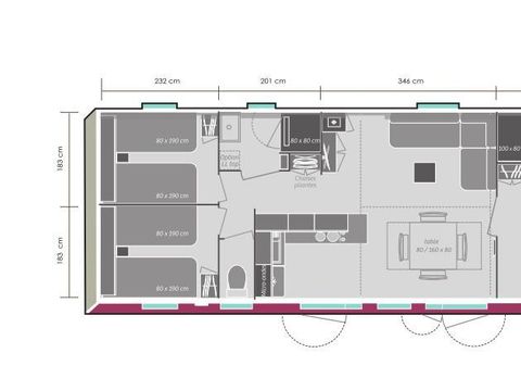 MOBILHOME 6 personnes - Premium 38m²+ TV + Climatisation