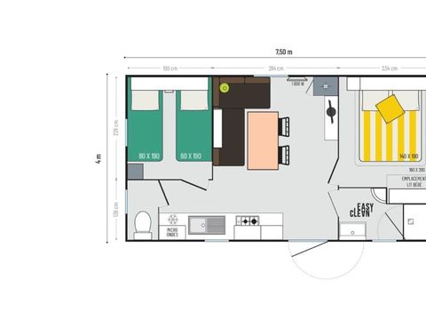 MOBILHOME 4 personnes - Premium Mercure 26m² (2 chambres) + TV + Climatisation + Terrasse couverte