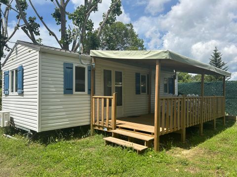 MOBILHOME 7 personnes - NEVADA 3 chambres - 32 m² - avec CLIM.+TV - Terrasse couverte sur 16 m² -