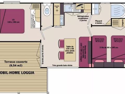 MOBILHOME 4 personnes - Mobil-Home Confort 3 Pièces 4 Personnes + TV