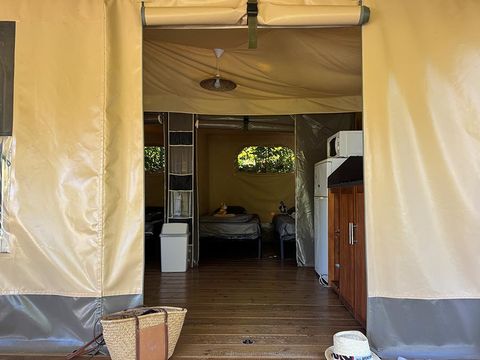 Tente en toile et en bois 4 personnes - Tente Marquise 2 chambres
