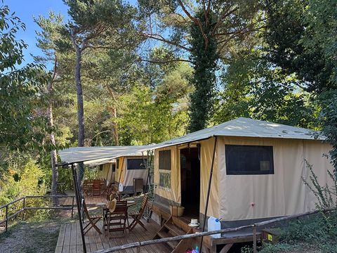 Tente en toile et en bois 4 personnes - Tente Marquise 2 chambres