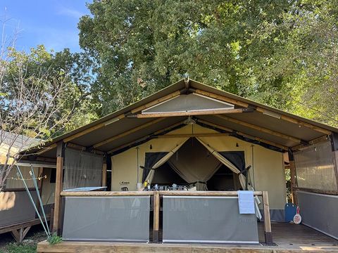 TENTE TOILE ET BOIS 5 personnes - Tente Lodge Kenya sur pilotis 2 chambres