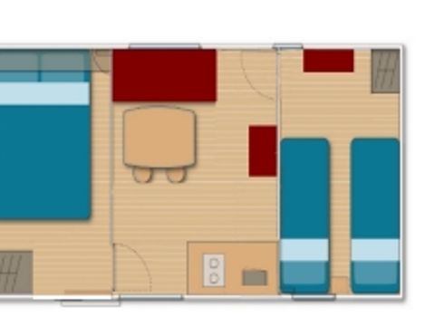 Mobilhome 4 personnes - Sans Sanitaire - Climatisation Réversible - Terrasse - 2 chambres - 18m² / Garrigue