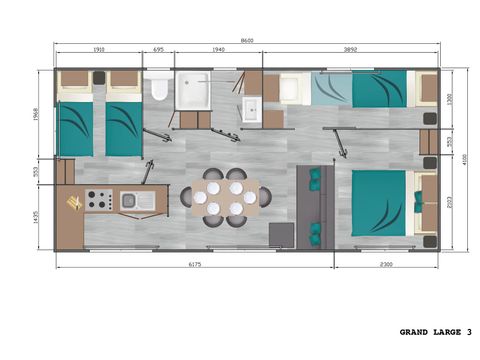 MOBILHOME 6 personnes - Confort Plus Climatisé -  3 ch - 4.20 x 8.8m / Lavande